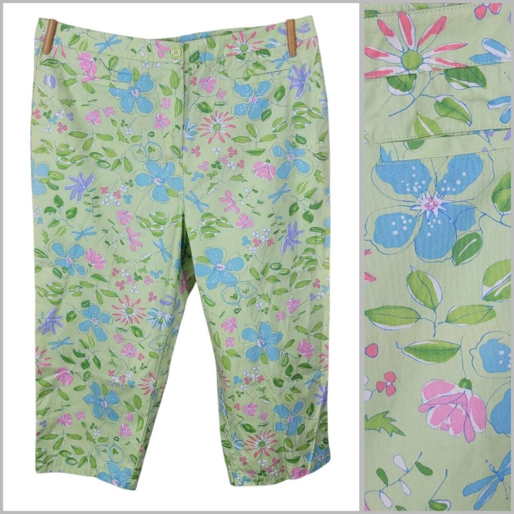 Appleseed's Light Green Floral Capris